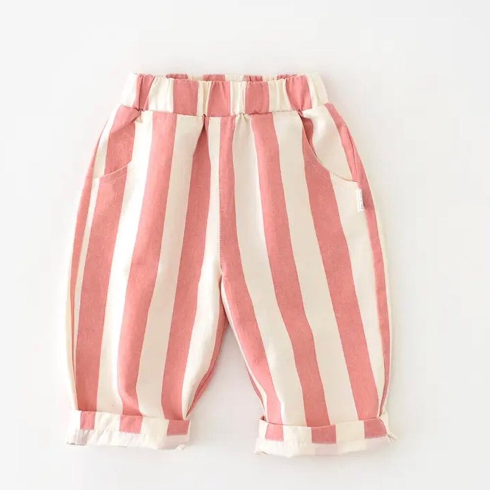 New girl’s pink striped pants 18-24 months